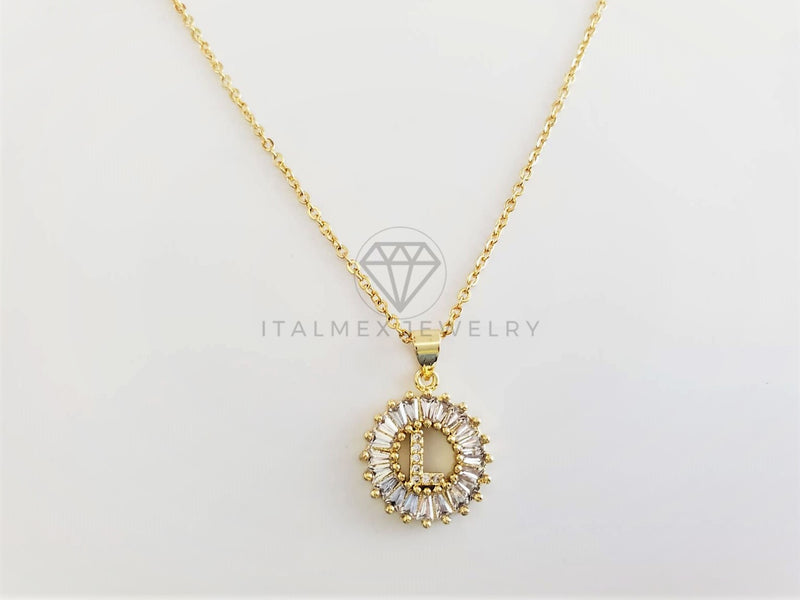 Collar Elegante - 102621 - Collar Inicial "L" Con CZ Clara Oro Laminado 18K