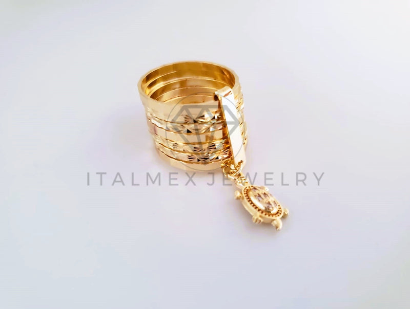 Anillo de Lujo - 103907 - Anillo Semanario Diamantado Tortuga Oro Laminado 18K