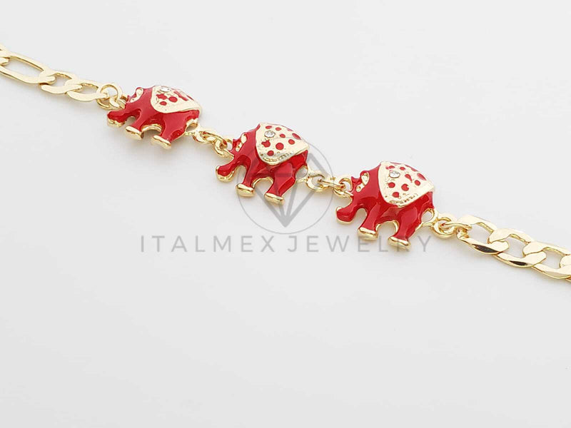 Esclava Elegante - 100249 - Diseño de Elefante CZ Roja Oro Laminado 18 –  ItalMex Jewelry