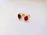 Broquel de Lujo - 104058 - Diseño Oval CZ Roja Oro Laminado 18K