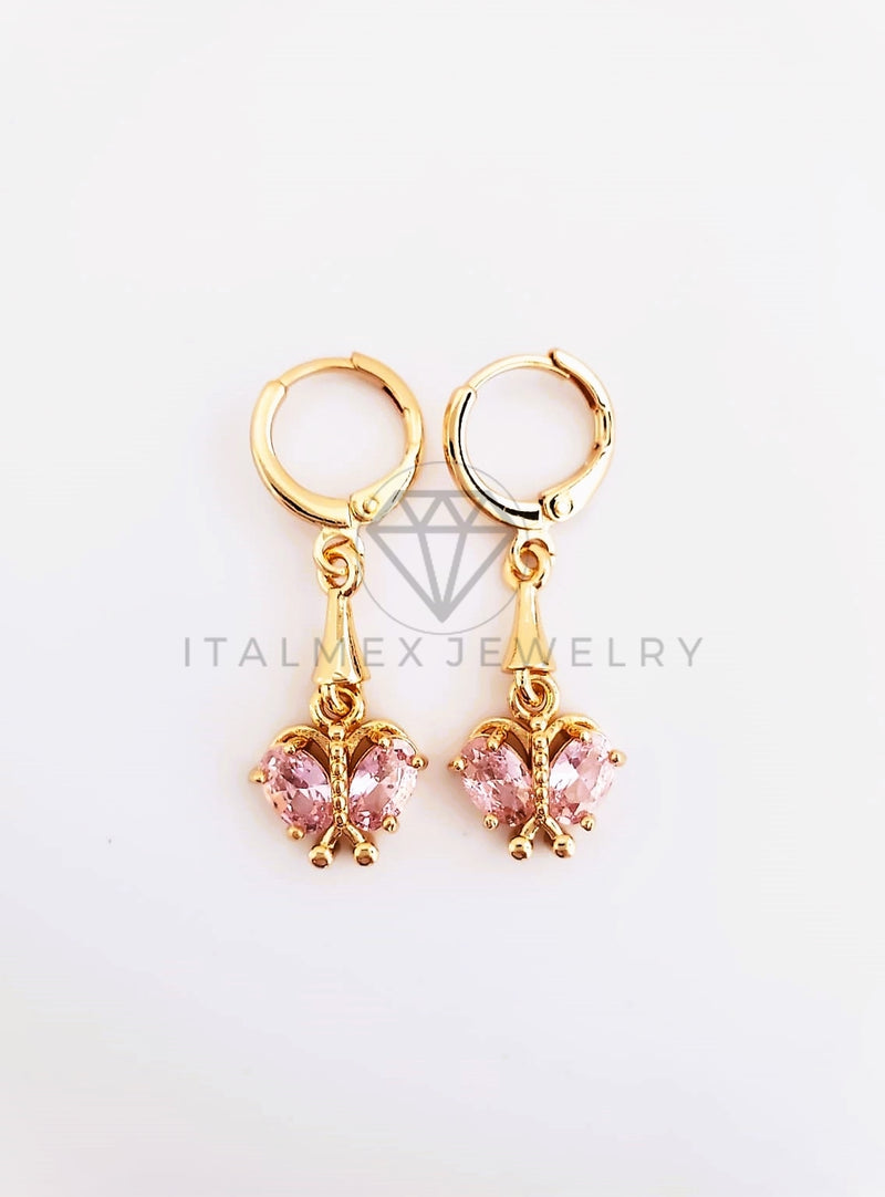 Arete de Lujo - 103556 - Diseño Mariposa CZ Rosa Oro Laminado 18K