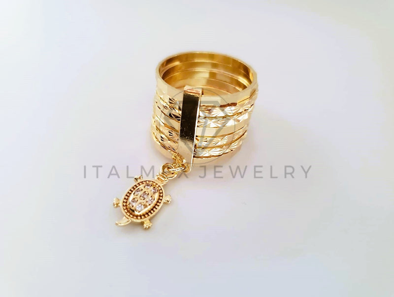 Anillo de Lujo - 103907 - Anillo Semanario Diamantado Tortuga Oro Laminado 18K