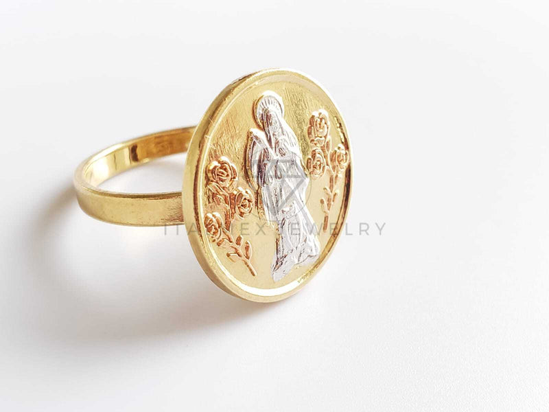 Anillo Elegante - 100569 - Estilo Moneda de la Santa Muerte 3 Tonos Oro Laminado 18K