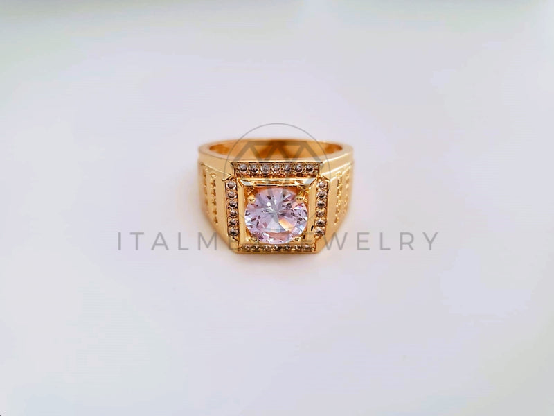 Anillo Caballero de Lujo - 103924 - Diseño Clásico CZ Clara Oro Laminado 18K