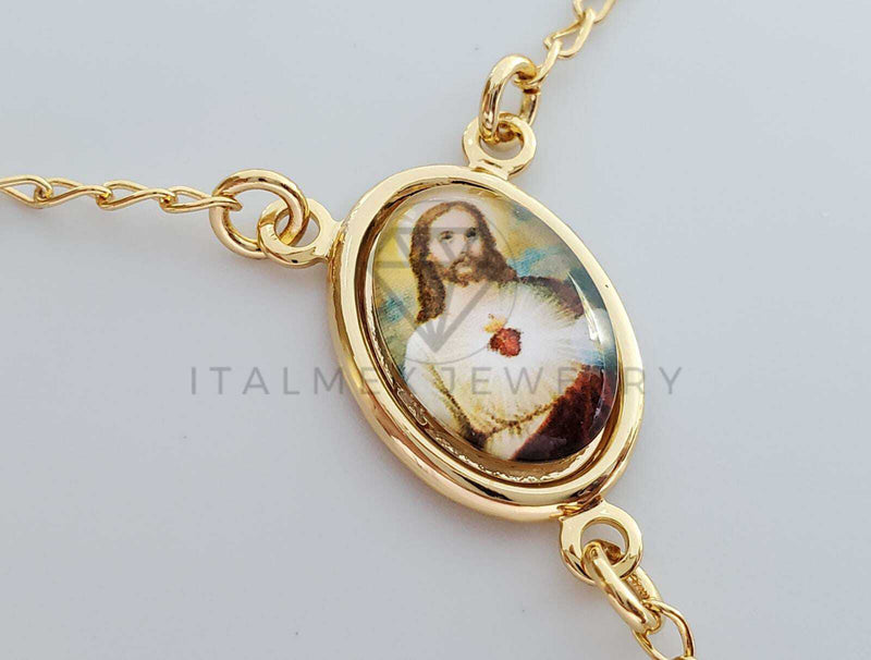 Rosario de Lujo - 102034 - Estilo Clásico con Medalla Sagrado Corazón Oro Laminado 18K