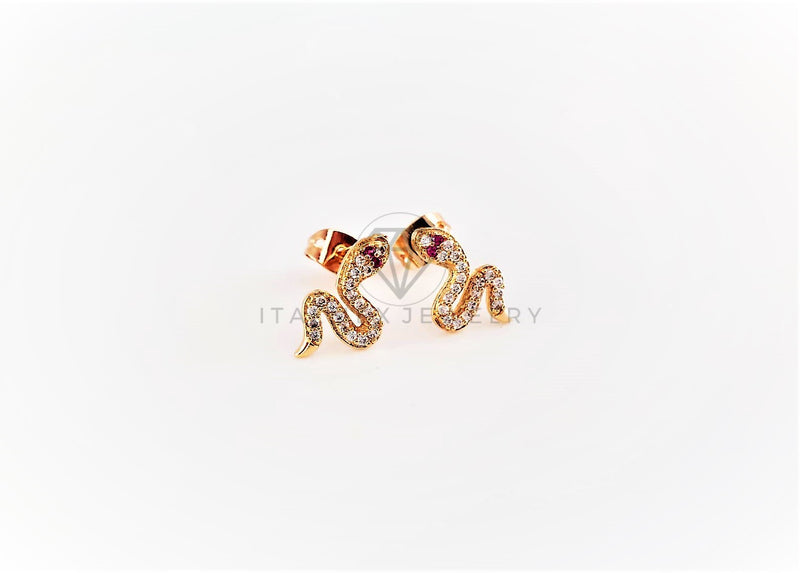 Broquel de Lujo - 103100 - Diseño de Serpiente CZ Clara Oro Laminado 18K
