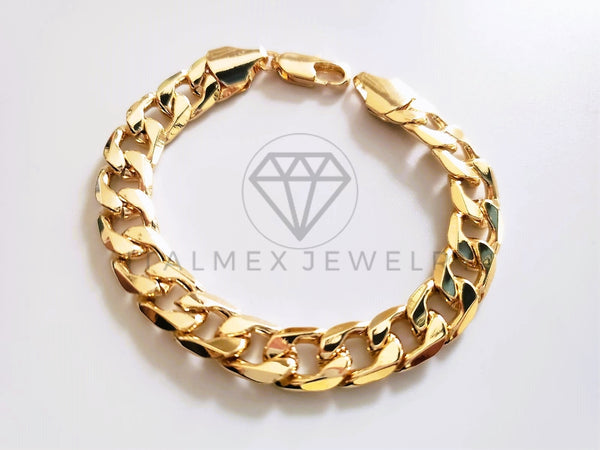 Pulsera de Lujo - 103662 - Diseño de Cadena Cubana 10mm Oro Laminado 18K