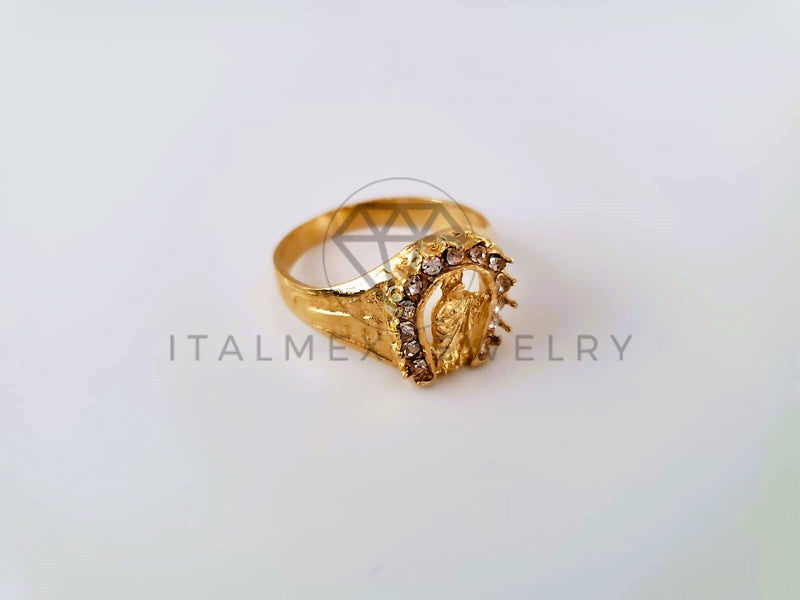 Anillo Caballero de Lujo - 104252 - Herradura San Judas Circonia Clara Oro Laminado 18K