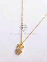 Collar Elegante - 103755 - Collar Oso con Moño CZ Clara Oro Laminado 18K
