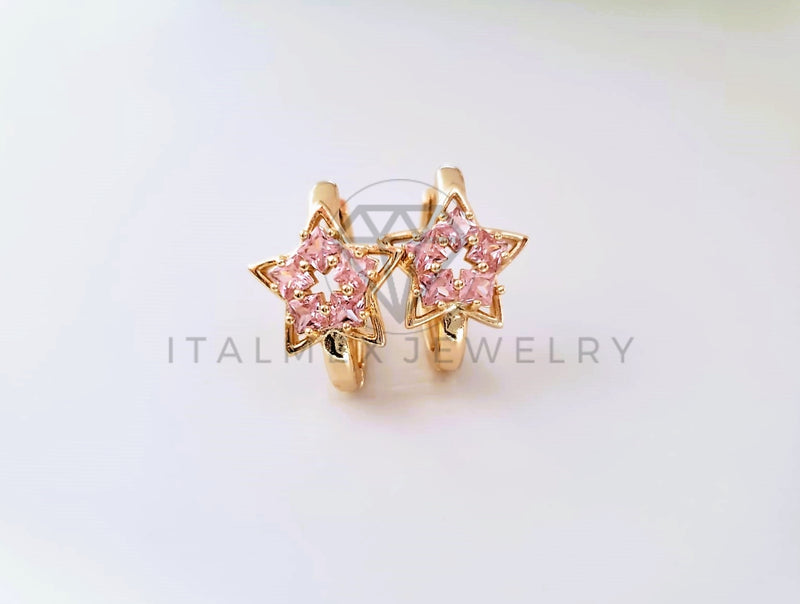 Arete de Lujo - 103865 - Huggie Estrella CZ Rosa Oro Laminado 18K