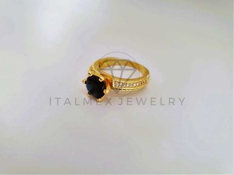 Anillo de Lujo - 103912 - Anillo Clásico CZ Azul Oro Laminado 18K