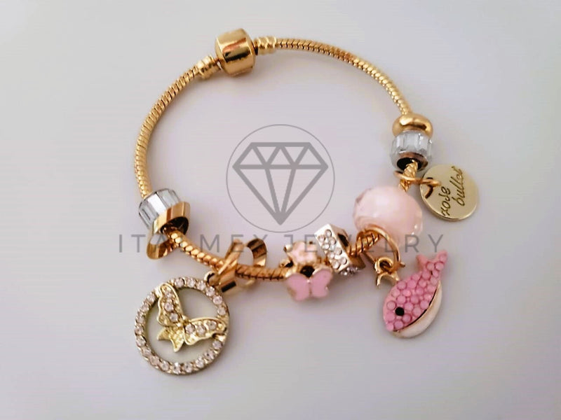 Pulsera Elegante - 104296 - Pulsera Estilo PDR Ballena CZ Rosa Oro Laminado 18K
