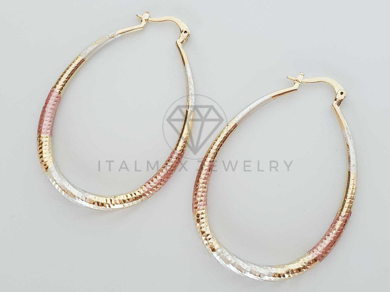Arracada de Lujo - 101153 - Coqueta de Tubo Gota 3 Oros 50mm Oro Laminado 18K