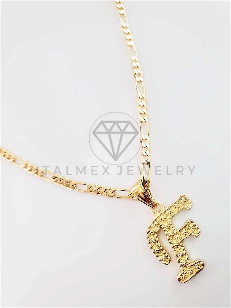 Dije Elegante - 102796 - Dije Inicial "F" Dorado Tamaño Chico Oro Laminado 18K
