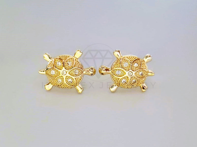 Broquel de Lujo - 104046 - Diseño Tortuga CZ Clara Oro Laminado 18K