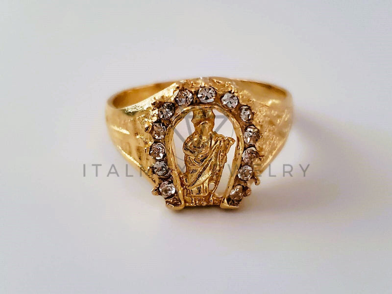 Anillo Caballero de Lujo - 104252 - Herradura San Judas Circonia Clara Oro Laminado 18K