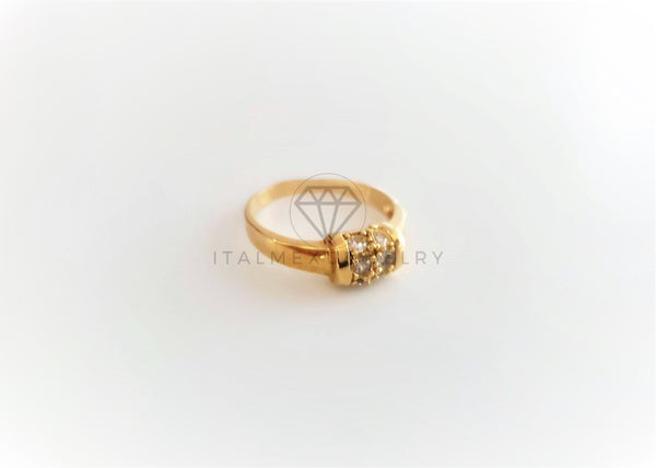 Anillo de Lujo - 103126 - Estilo Barril CZ Clara Oro Laminado 18K