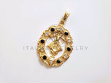 Dije Elegante - 104153 - Medalla Virgen San Juan de los Lagos CZ Bicolor Oro Laminado 18K