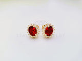 Broquel de Lujo - 104058 - Diseño Oval CZ Roja Oro Laminado 18K