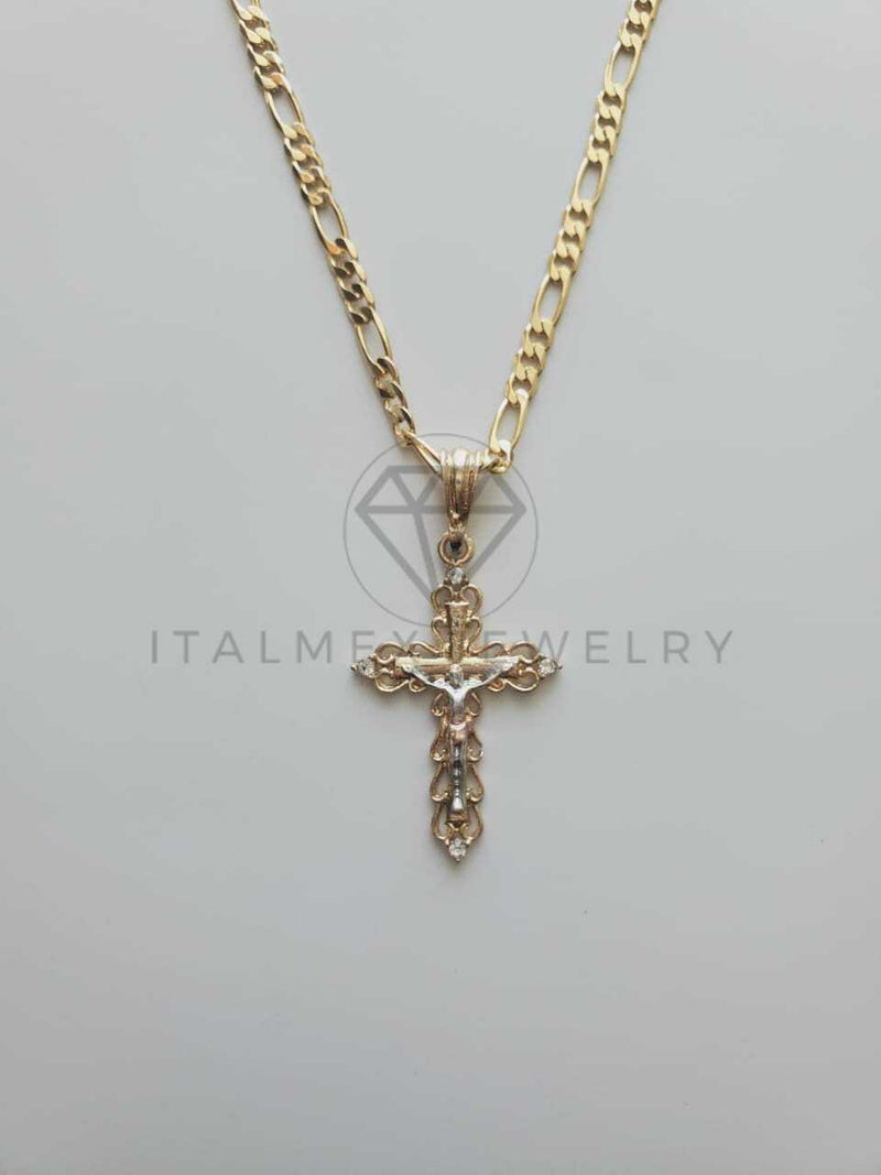 Dije Elegante - 102277 - Dije Cristo 3 Oros Tamaño Mediano Oro Laminado 18K