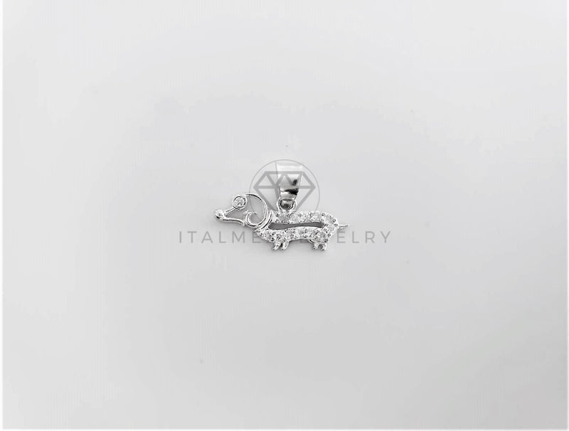 Dije No Religioso - 103253 - Diseño Perrito Salchicha CZ Clara Plata Fina .925