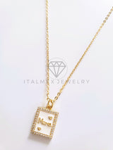 Collar Elegante - 103756 - Collar Placa Mamá CZ Clara Oro Laminado 18K