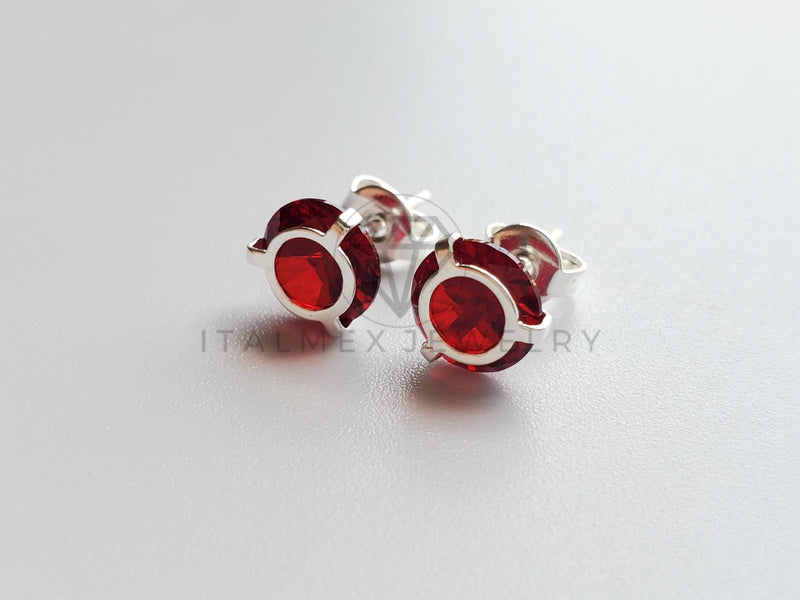 Broquel de Lujo - 101715 - Ilusión 7mm CZ Roja Plata .925