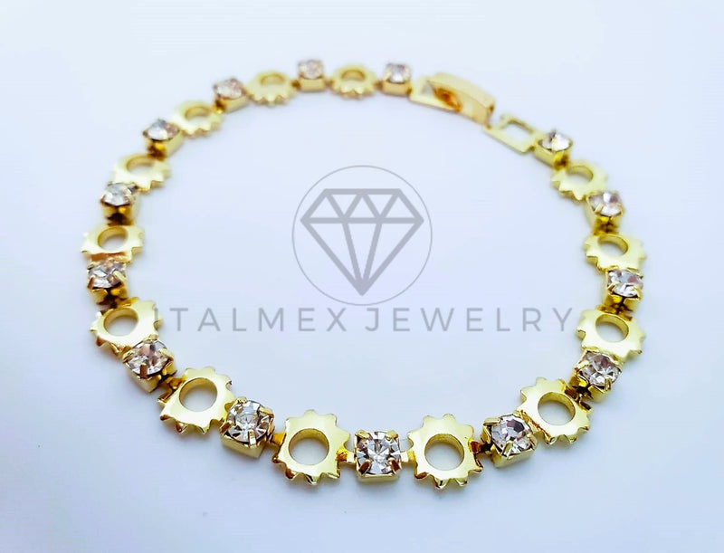 Pulsera Elegante - 103586 - Pulsera Sol con Circonia Clara Oro Laminado 18K