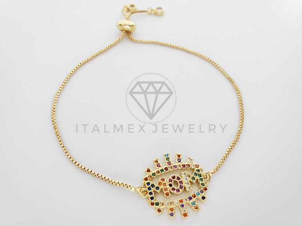 Pulsera Ajustable - 101280 - Diseño de Mamá con CZ Colores Oro Laminado 18K