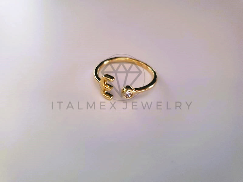 Anillo Dama de Lujo -103764 - Diseño Inicial "E" CZ Clara Oro Laminado 18K