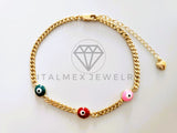 Pulsera Elegante - 104219 - Pulsera Cubana Ojo Turco Colores Oro Laminado 18K