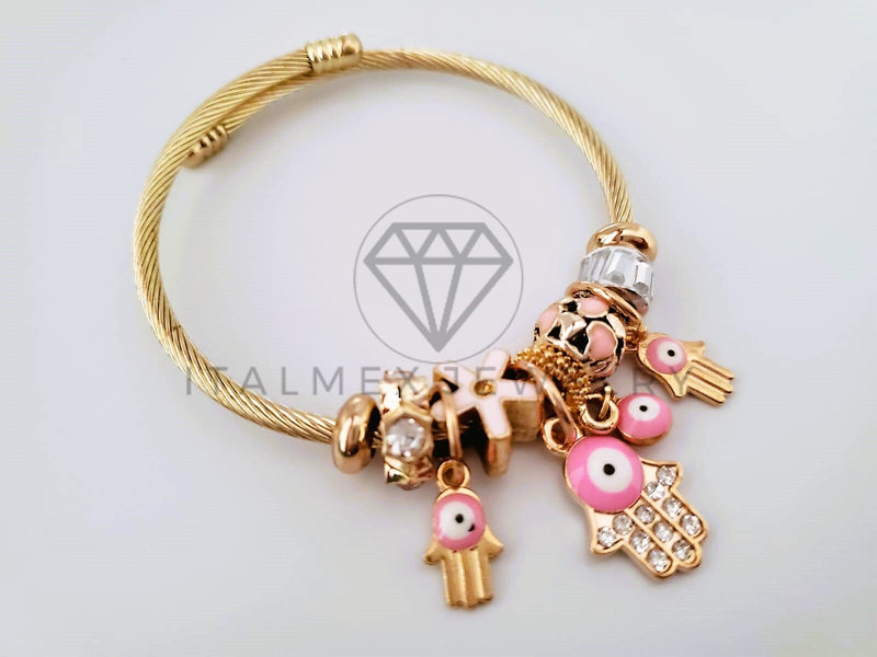 Pulsera Elegante - 104360 - Pulsera Estilo PDR Mano Hamsa Rosa Oro Laminado 18K