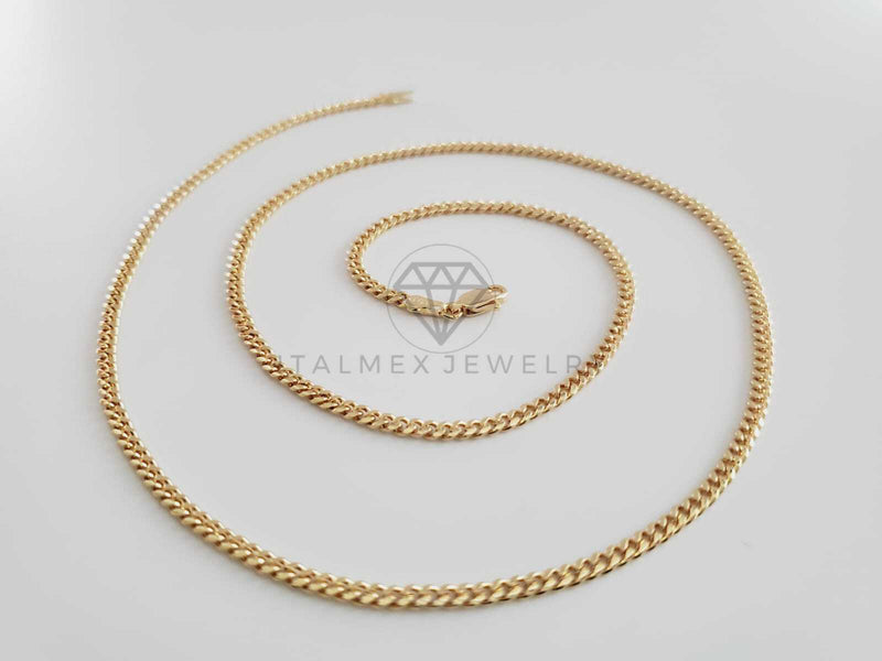 Cadena Clásica - 102644 - Estilo Cubana 3mm/24" Dorada Oro Laminado 18K