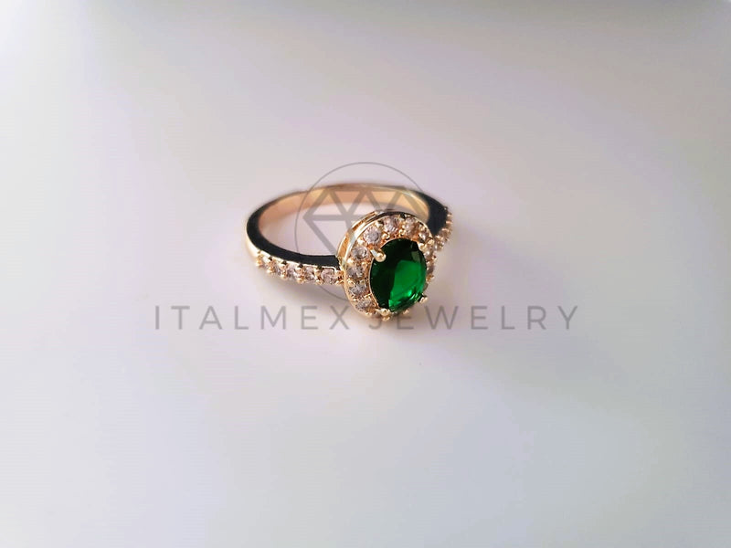 Anillo de Lujo - 103882 - Anillo Oval Biselado CZ Verde Oro Laminado 18K
