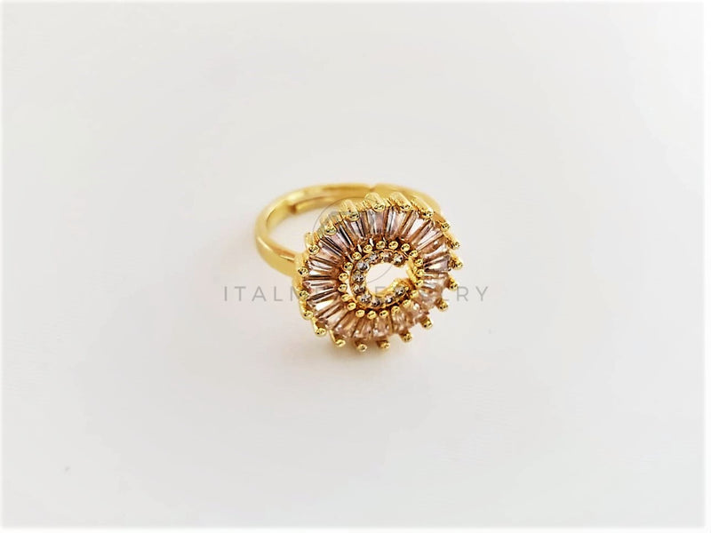 Anillo de Lujo - 102597 - Diseño Inicial "C" con CZ Clara Oro Laminado 18K