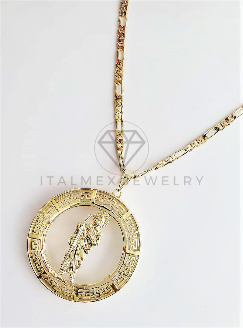 Dije Religioso - 102759 - Medalla San Judas Grecas Extra Grande Oro Laminado 18K