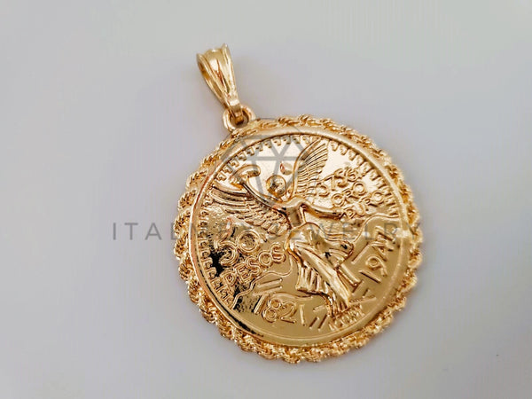 Dije Elegante - 104334 - Dije Centenario Torzal Tamaño Grande Oro Laminado 18K
