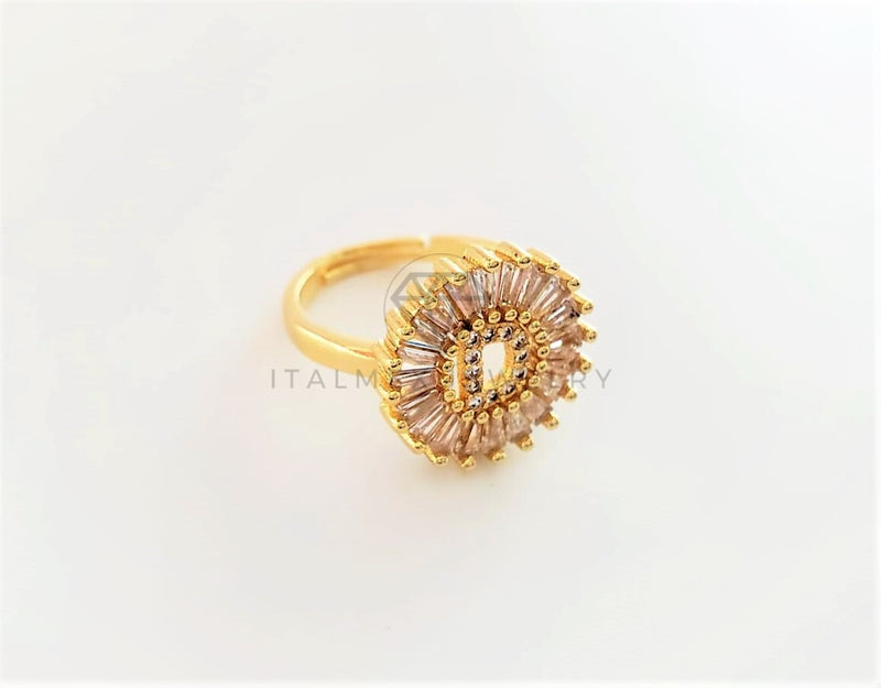 Anillo de Lujo - 102598 - Diseño Inicial "D" con CZ Clara Oro Laminado 18K