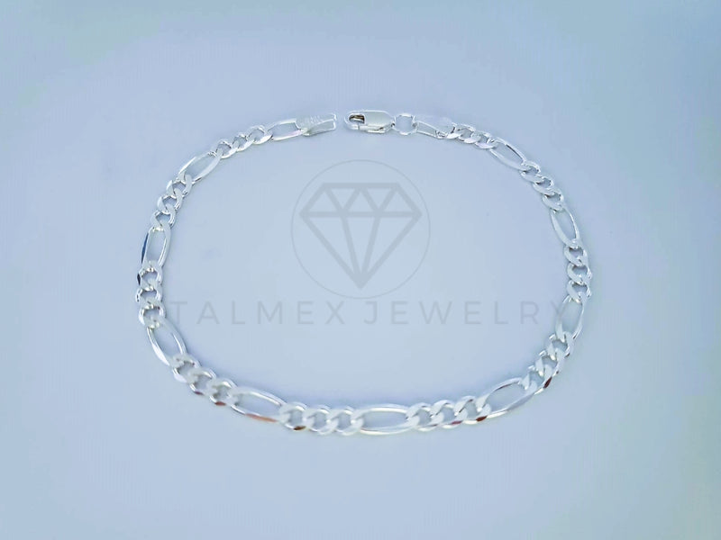Pulsera de Lujo - 104097 - Diseño Figaro 4mm/ 7 Pulgadas Plata Fina .925