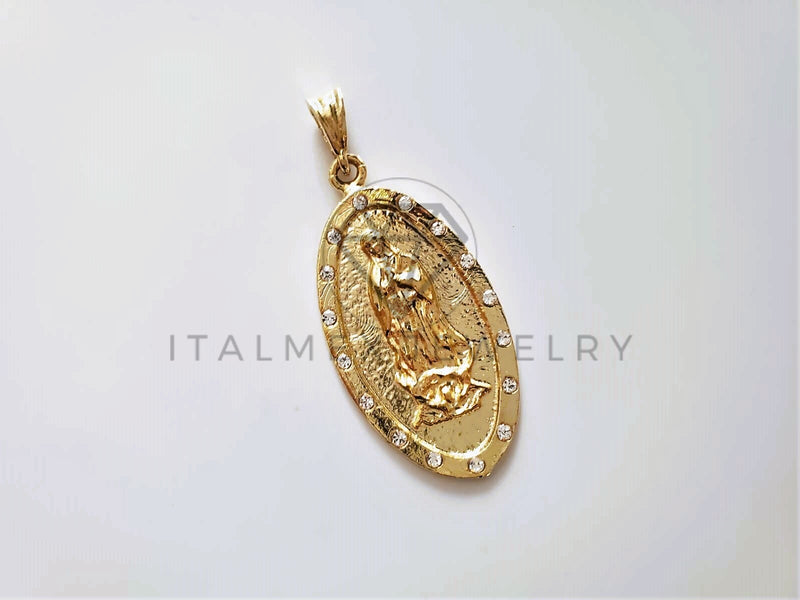 Dije Elegante - 104179 - Medalla de Virgen Circonia Clara Oro Laminado 18K