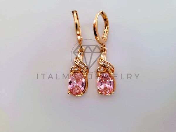 Arete de Lujo - 104350 - Diseño de Gota CZ Rosa Oro Laminado 18K