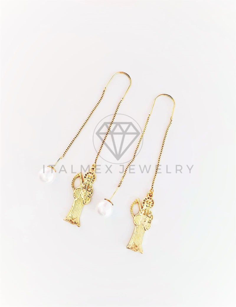 Arete de Lujo - 103067 - Arete Estilo Violador Santa Muerte Oro Laminado 18K