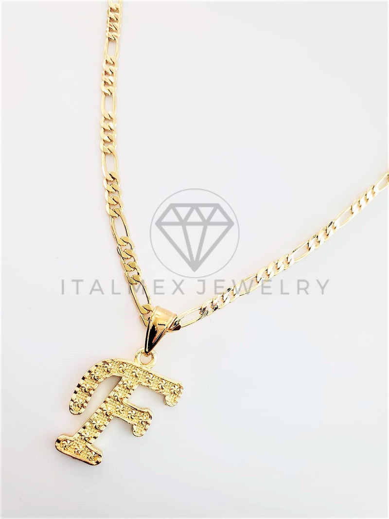 Dije Elegante - 102796 - Dije Inicial "F" Dorado Tamaño Chico Oro Laminado 18K