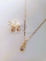 Juego de Lujo - 103797 - Diseño Osito CZ Morada Oro Laminado 18K