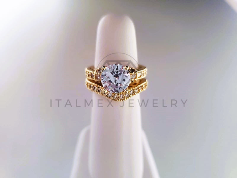 Anillo de Lujo - 103885 - Diseño Alianza Curvo CZ Clara Oro Laminado 18K