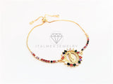 Pulsera Ajustable - 103138 - Diseño de Virgen con CZ Colores Oro Laminado 18K
