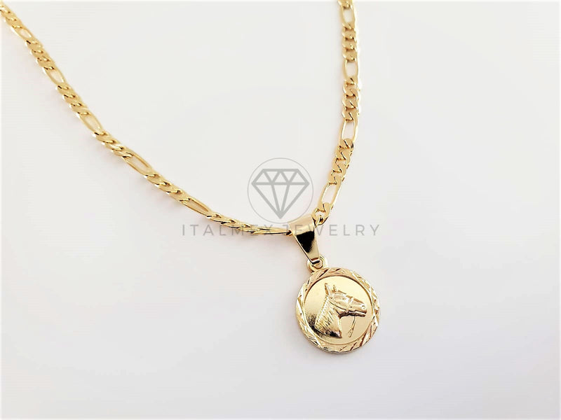 Dije de Lujo - 103285 - Dije Medalla Rostro Caballo Tamaño Mini Oro Laminado 18K