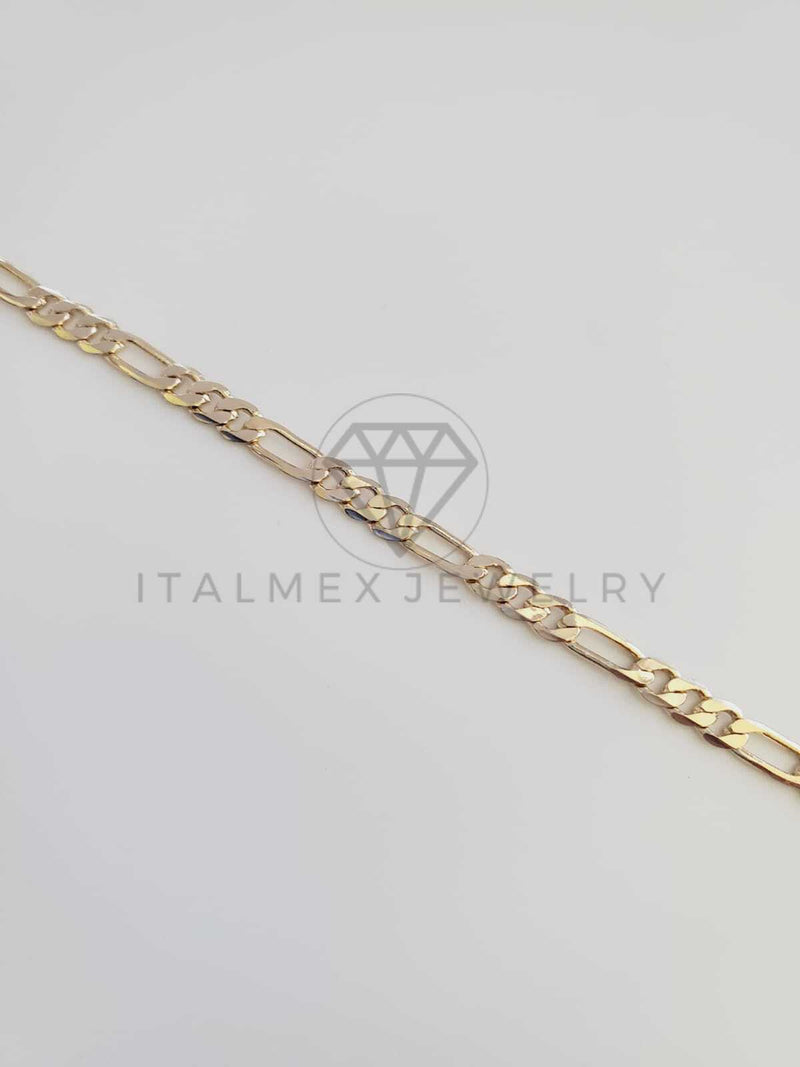 Tobillera Ajustable - 102379 - Diseño Fígaro 3x1 4mm/10" Oro Laminado 18K