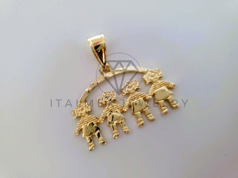 Dije Elegante - 104337 - Dije 4 Niñas Tamaño Chico Oro Laminado 18K