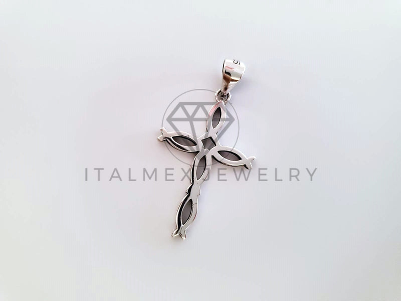 Dije Religioso - 104461 - Dije de Cruz con Peces en Plata .925